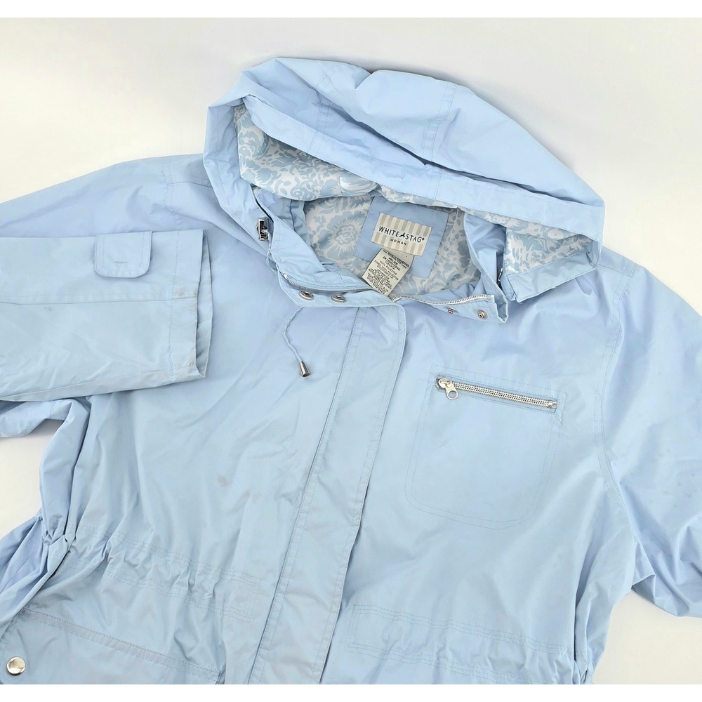 White Stag Vintage Gorpcore Windbreaker Jacket Women Size 2X 18W 20W Blue Hooded